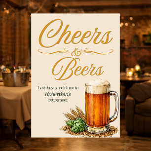Invitation Fête de retraite Cheers & Beers pour hommes vintag