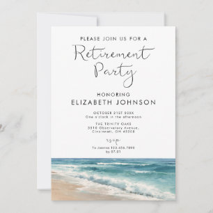 Invitation Fête de retraite côtière plage océan aquarelle