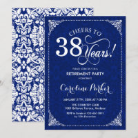 Fête de retraite - Damassé blanc marine