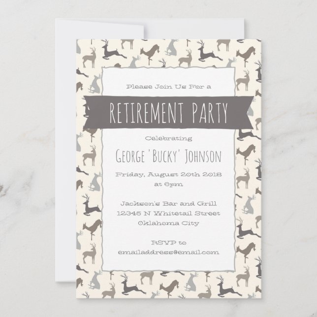 Invitation Fête de retraite de cerf de campagne (Devant)