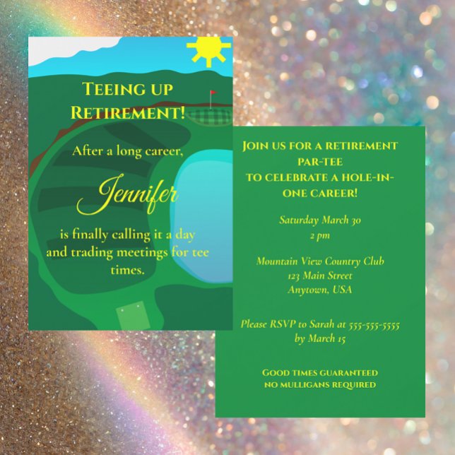 Invitation Fête de retraite de golf, Heure de départ à la ret (Créateur téléchargé)