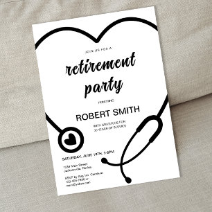 Invitation Fête de retraite de la santé avec stéthoscope mode