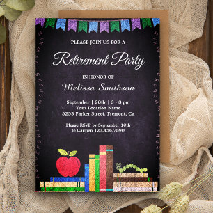 Invitation Fête de retraite de professeur au tableau noir mig