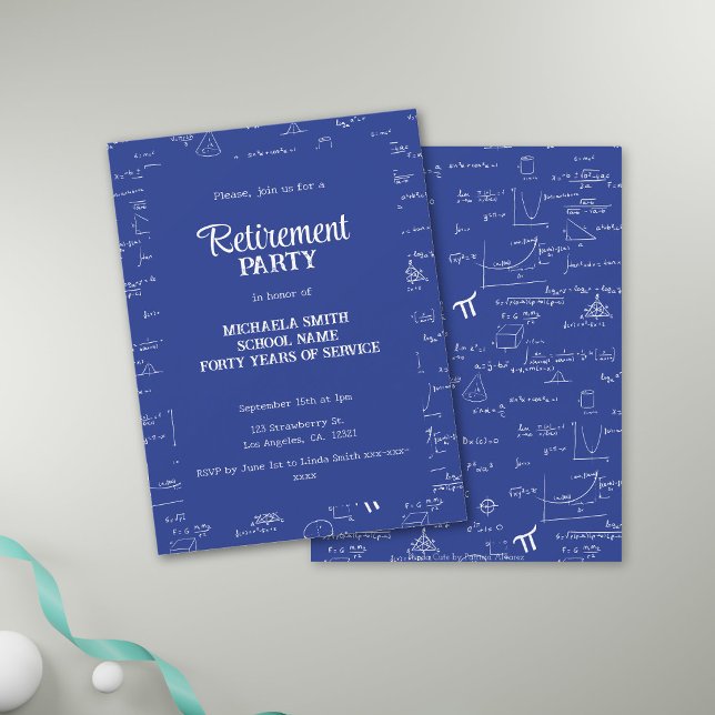 Invitation Fête de retraite de professeur de mathématiques bl (Créateur téléchargé)