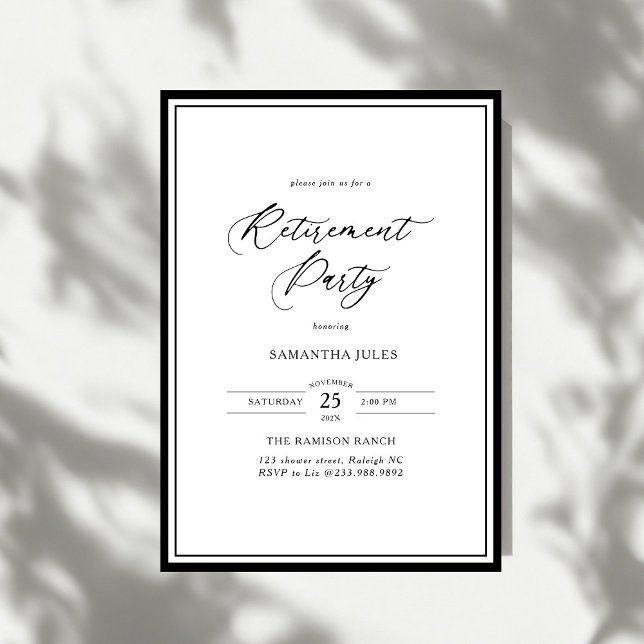 Invitation Fête de retraite de style élégant moderne (Créateur téléchargé)