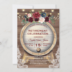 Invitation Fête de retraite de vignoble à tonneau de vin flor
