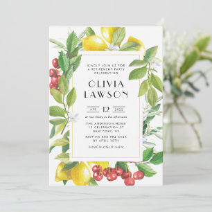 Invitation Fête de retraite des citrons et canneberges d'aqua