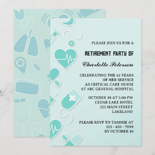 Invitation Fête de retraite d'infirmière moderne et unique 