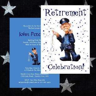 Invitation Fête de retraite drôle, Police, Officier, Shérif