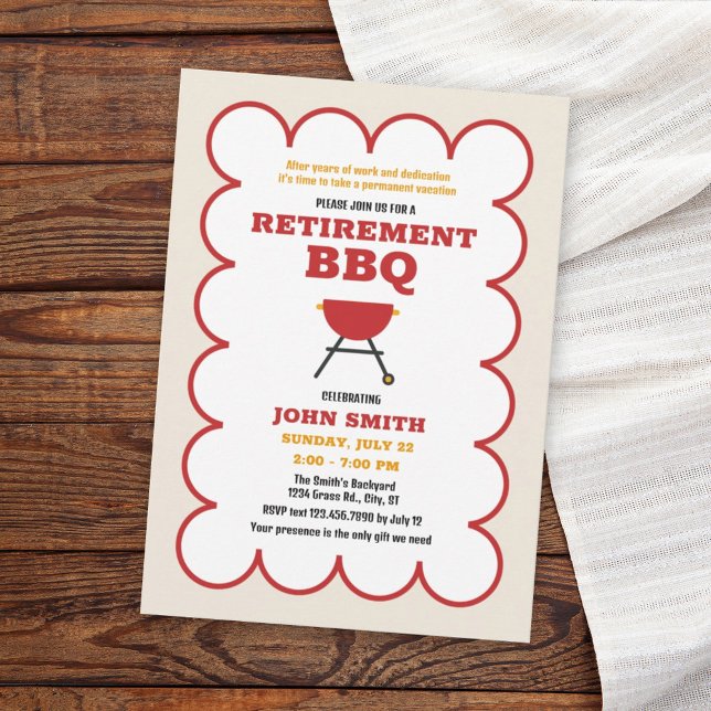 Invitation Fête de retraite du barbecue d'été moderne (Créateur téléchargé)