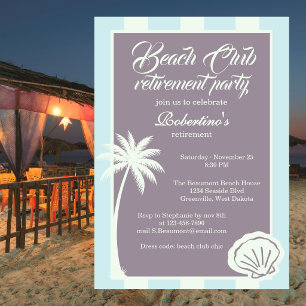 Invitation Fête de retraite du Chic Coastal Stripe Beach Club