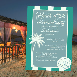 Invitation Fête de retraite du Chic Coastal Stripe Beach Club