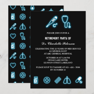 Invitation Fête de retraite du médecin élément médical bleu n