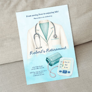 Invitation Fête de retraite du médecin infirmière aquarelle