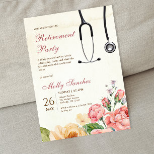 Invitation Fête de retraite du médecin infirmière au stéthosc
