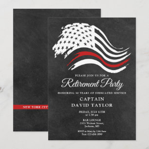 Invitation Fête de retraite d'un pompier qui amincit la ligne