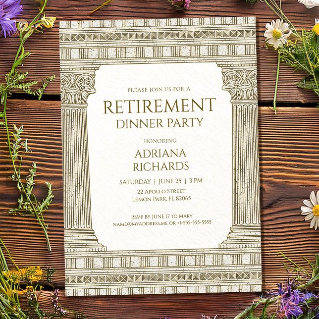 Invitation Fête de retraite élégante avec colonnes (Créateur téléchargé)