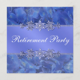 Invitation Fête de retraite élégante avec des hortensias bleu