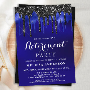Invitation Fête de retraite élégante avec gouttes de paillett