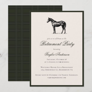 Invitation Fête de retraite élégante de cheval vintage équest