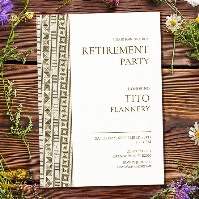Invitation Fête de retraite élégante en Grèce (Créateur téléchargé)