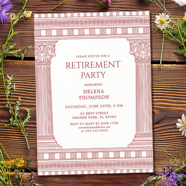 Invitation Fête de retraite élégante en rose (Créateur téléchargé)