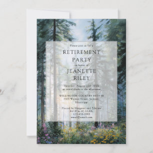 Invitation Fête de retraite élégante forêt florale aquarelle