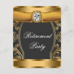 Invitation Fête de retraite élégante noire et or pour femme