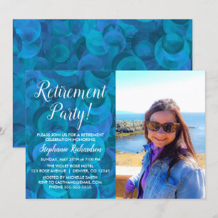Invitation Fête de retraite élégante photo bleu océan