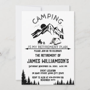 Invitation Fête de retraite en camping cocktail