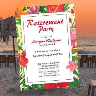 Invitation Fête de retraite Fleur tropicale colorée d'Hawaï