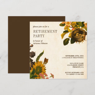 Invitation Fête de retraite florale rustique vintage