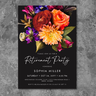 Invitation Fête de retraite florale vibrante élégante