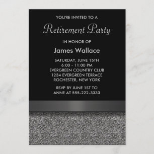 Invitation Fête de retraite gris noir