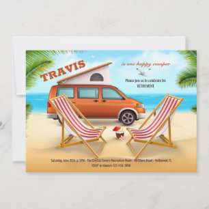 Invitation Fête de retraite Happy Camper