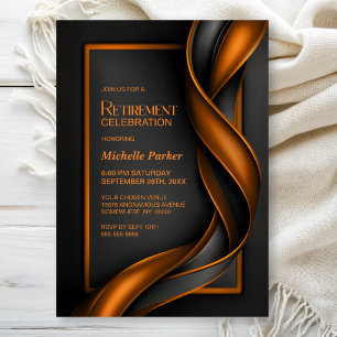 Invitation Fête de retraite moderne noire et orange