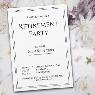Invitation Fête de retraite noir et blanc simple d'entreprise