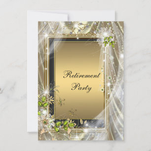 Invitation Fête de retraite noir et or pour femme