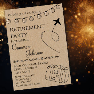 Invitation Fête de retraite papier kraft rustique