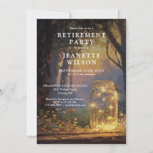 Invitation Fête de retraite Pot Mason en forêt aquarelle