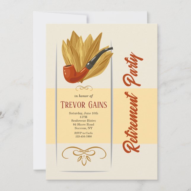 Invitation Fête de retraite pour fumeur de pipe (Devant)