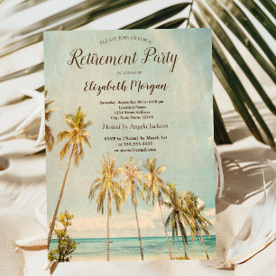 Invitation Fête de retraite Rétro Plages Palmiers