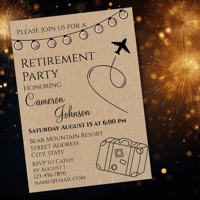 Invitation Fête de retraite rustique (Créateur téléchargé)