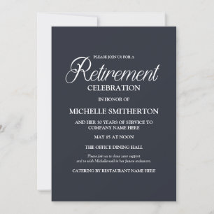 Invitation Fête de retraite simple et élégante bleu marine