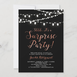 Invitation Fête de retraite surprise moderne cuivre et noir