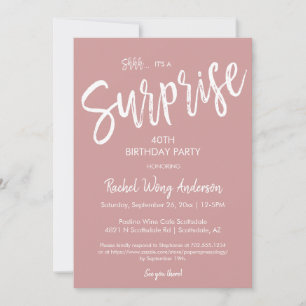 Invitation Fête de retraite surprise rose poussiéreuse d'anni
