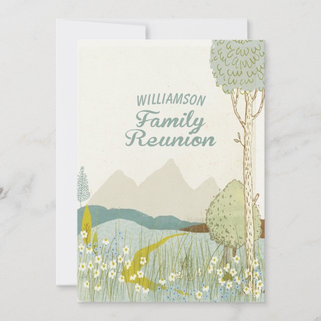 Invitation Fête de réunion de la famille Mountain Meadow (Devant)