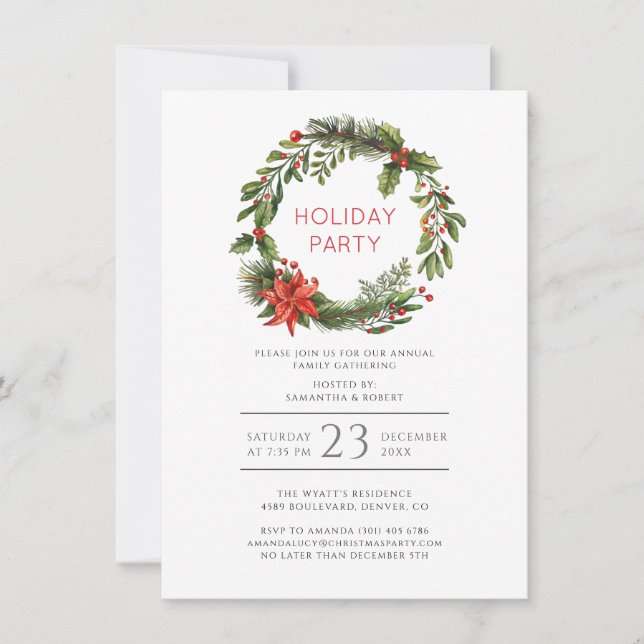 Invitation Fête de Réveillon de Noël en Famille Réunion de Fê (Devant)