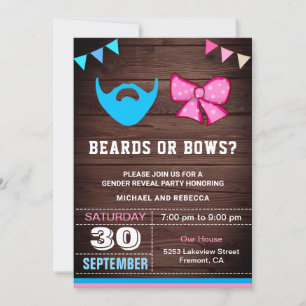 Invitation Fête de révélation de genre Barbes ou Rubans