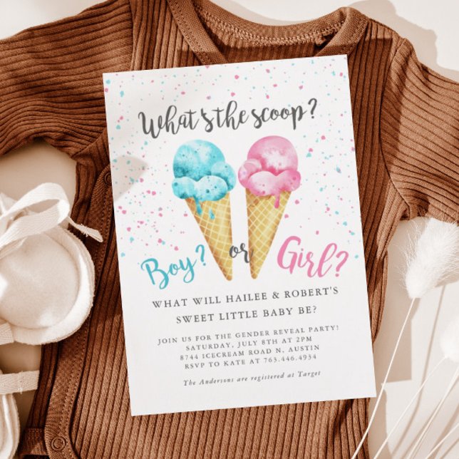 Invitation Fête de révélation de genre de crème glacée (Créateur téléchargé)
